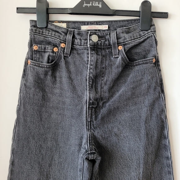 Levis Ribcage Bell Jeans Charcoal Black Size 23 - Picture 4 of 14